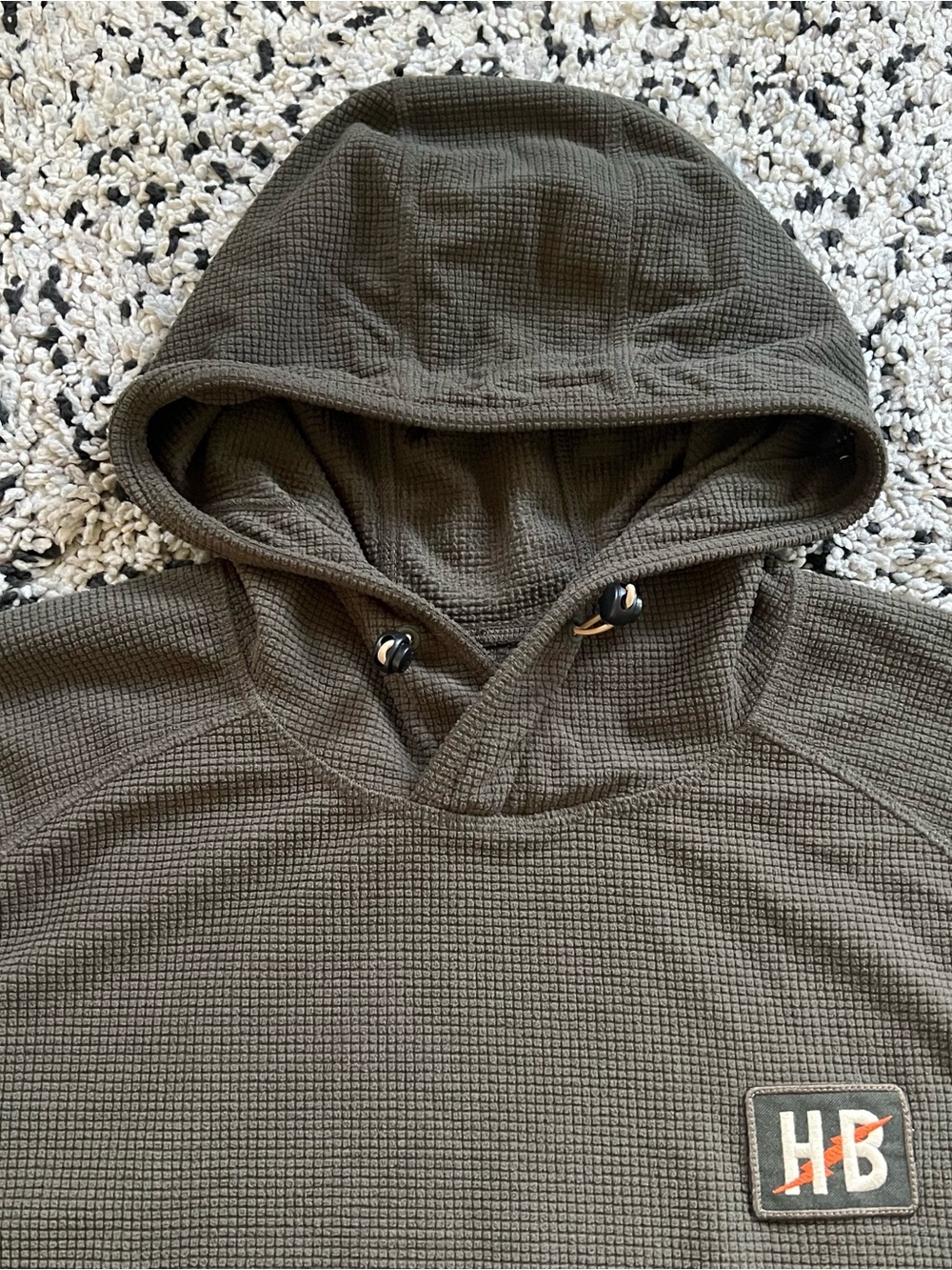 Howler Brothers Hooded Lightweight Waffle Fleece Pullover Dark Green Men’s Large - Picture 7 of 15